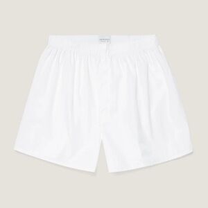 Sunspel Men's Classic Cotton Boxer Shorts in White Size Small